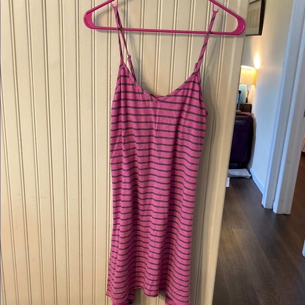 Pink and Gray Striped sleep Dress